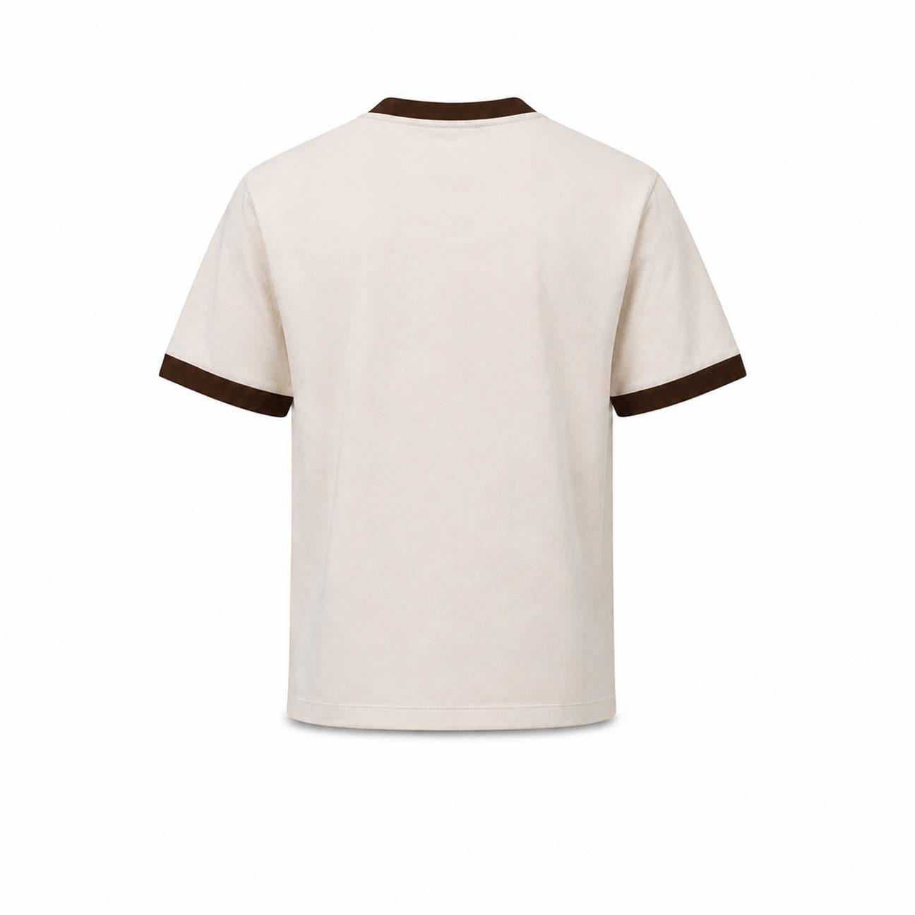 WOC T-Shirt uomo con bordo in contrast Avorio Marrone