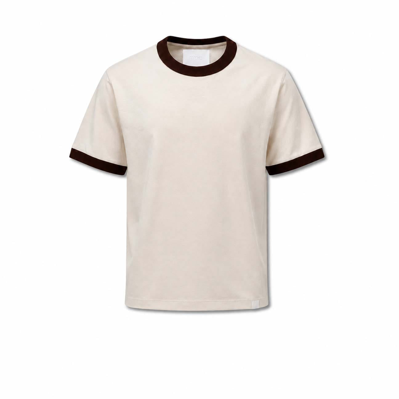 WOC T-Shirt uomo con bordo in contrast Avorio Marrone