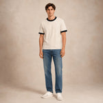 WOC T-Shirt uomo con bordo in contrast Avorio Nero