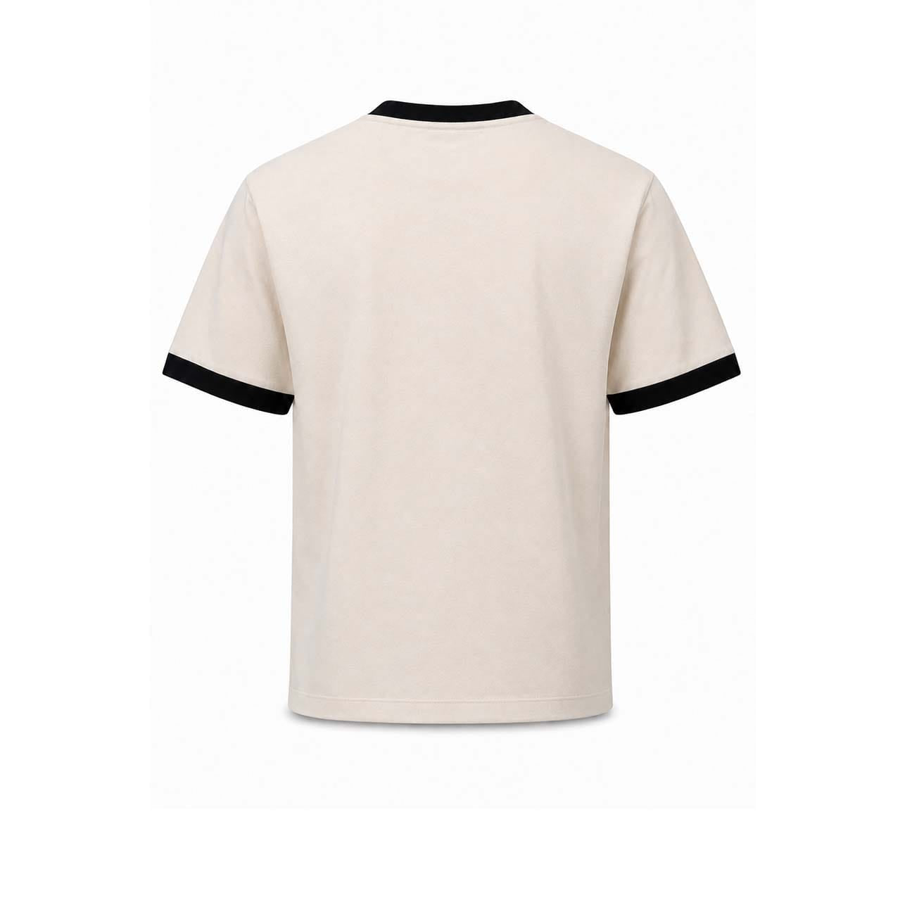 WOC T-Shirt uomo con bordo in contrast Avorio Nero