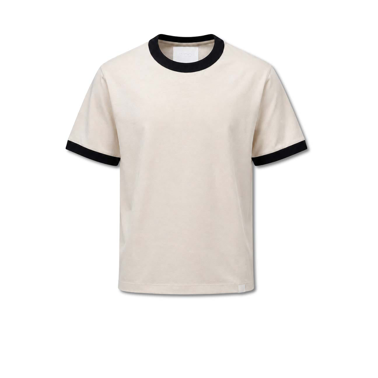 WOC T-Shirt uomo con bordo in contrast Avorio Nero