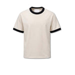 WOC T-Shirt uomo con bordo in contrast Avorio Nero
