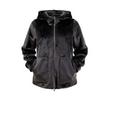ZOE PARIS Giacca donna in eco-pelliccia con cappuccio e zip Nero