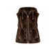 ZOE PARIS Gilet donna in ecofur con cappuccio Marrone