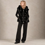 ZOE PARIS Gilet donna in ecofur con cappuccio Nero
