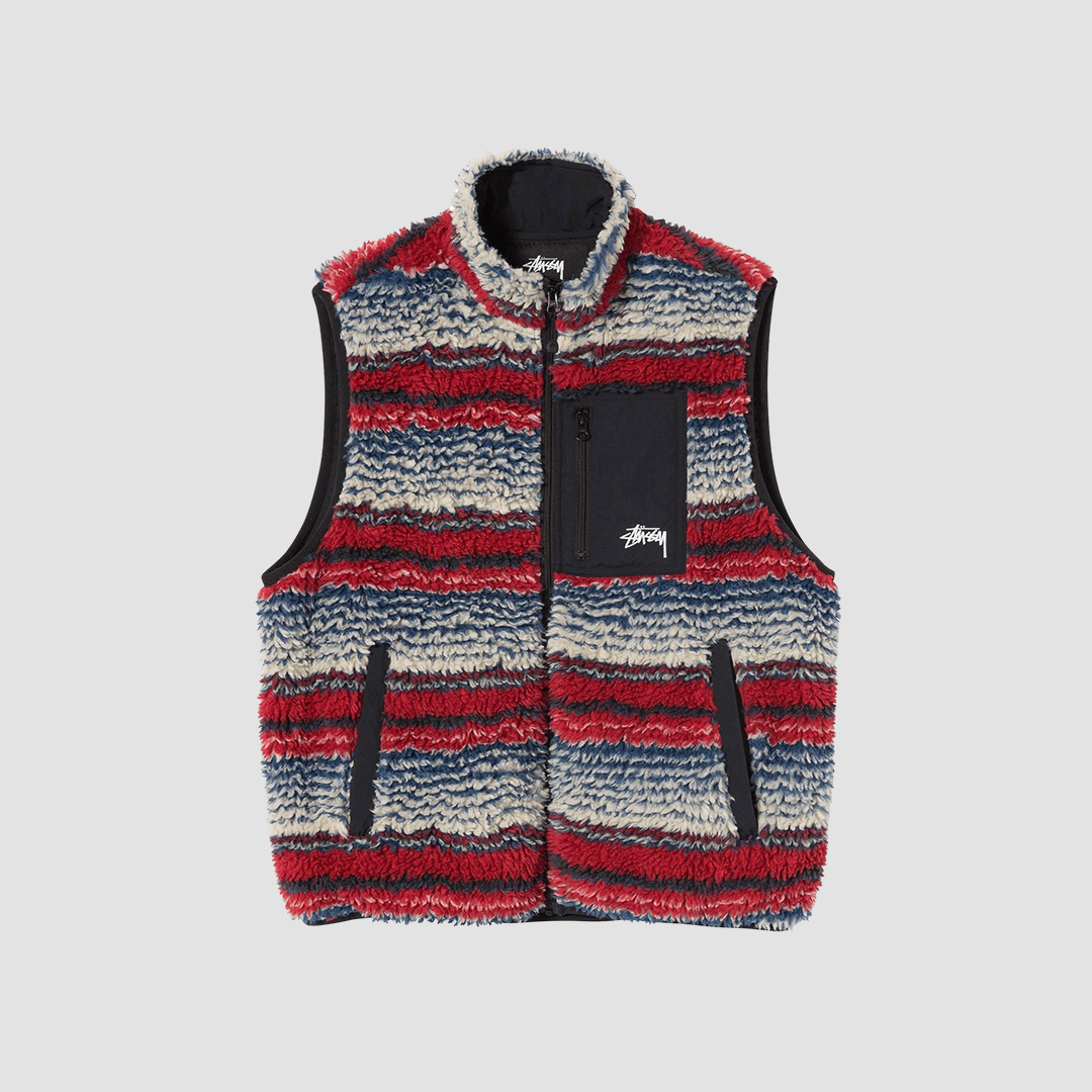 STUSSY Gilet Sherpa a righe Multicolor