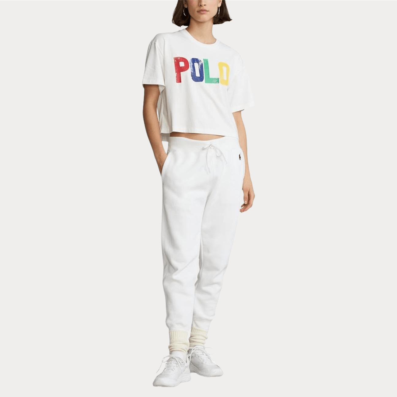 POLO RALPH LAUREN T-Shirt crop oversize Bianco