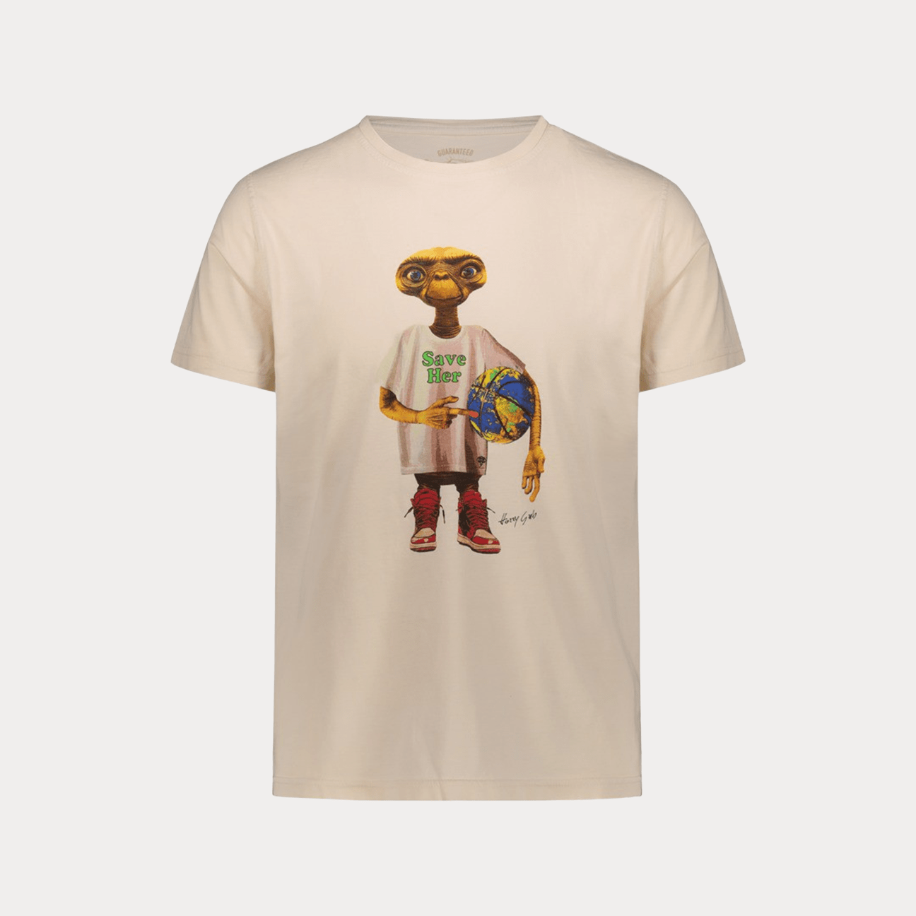 BLEEKER T-Shirt con grafica E.T. "Save Her" Avorio