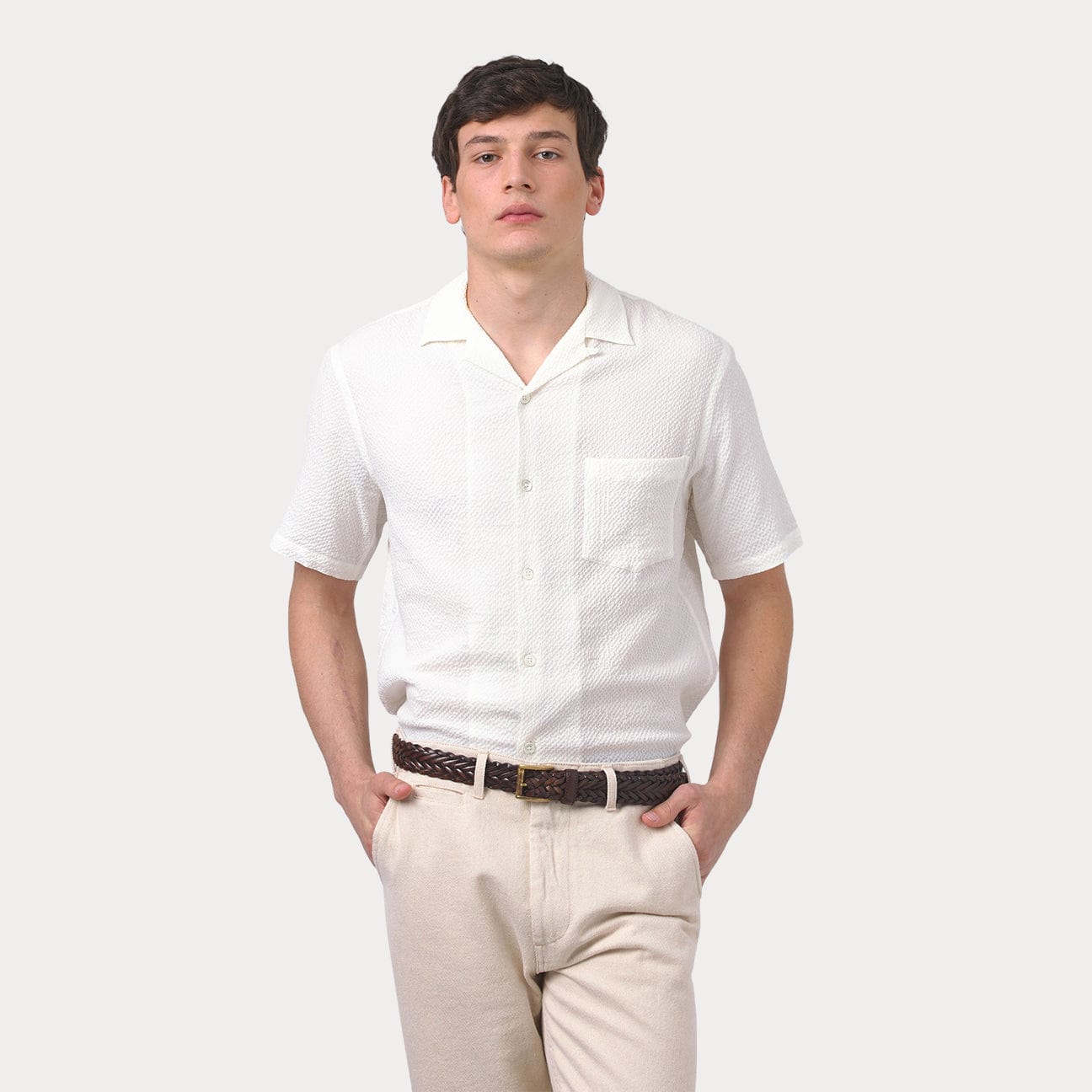 PORTUGUESE FLANNEL Camicia seersucker Bianco