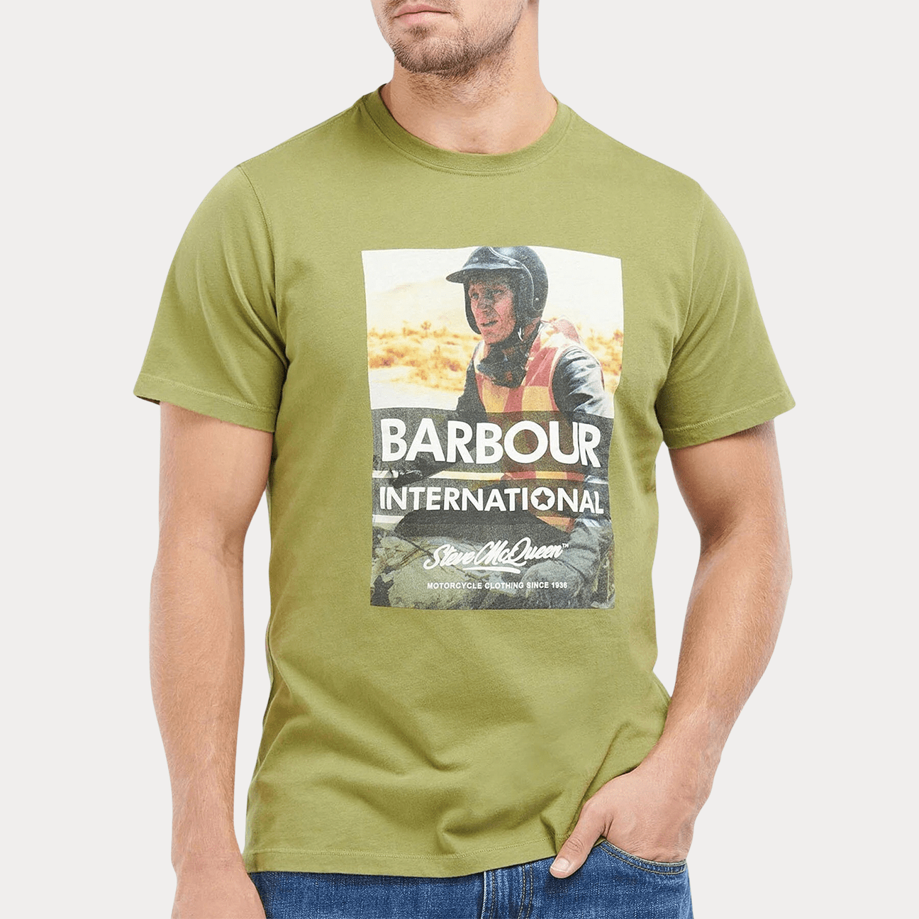 BARBOUR INTERNATIONAL T-Shirt stampa Steve McQueen Verde Militare